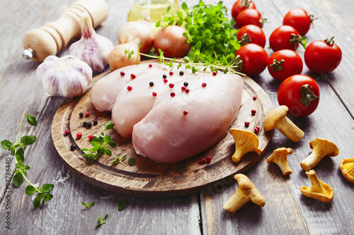 Chicken fillet with vegetables and chanterelles