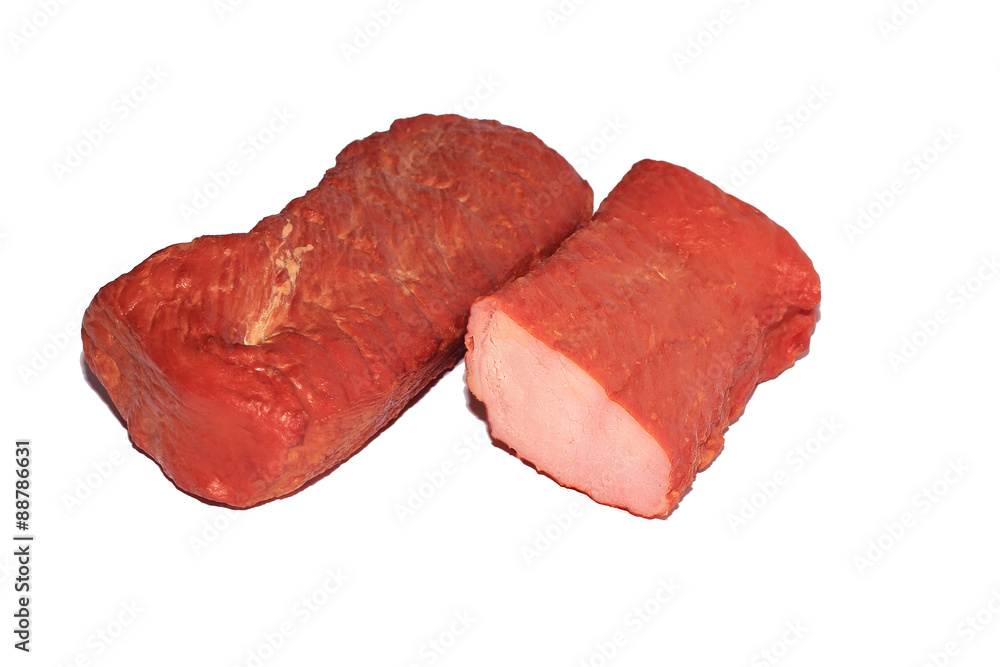 Baked meat isolated on white Baked meat isolated on white