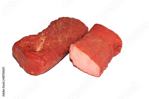 Baked meat isolated on white