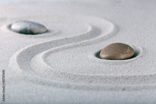 Photography Zen garden with stones for relaxation