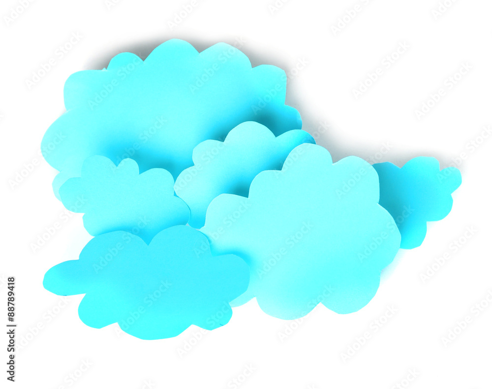 Blue paper clouds, isolated on white. Cloud computing concept. Blue paper clouds, isolated on white. Cloud computing concept.