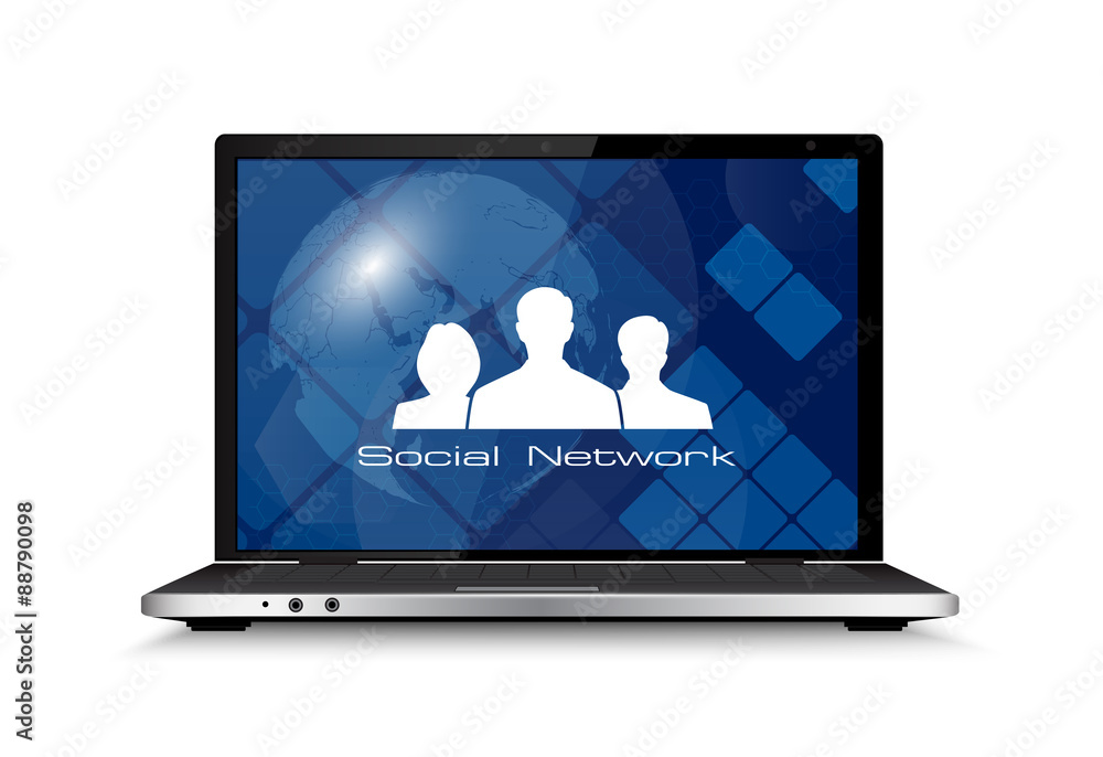 laptop on a white background.concept of communication in the net laptop on a white background.concept of communication in the net