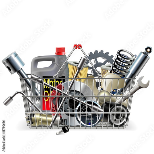 Vector Basket with Car Spares