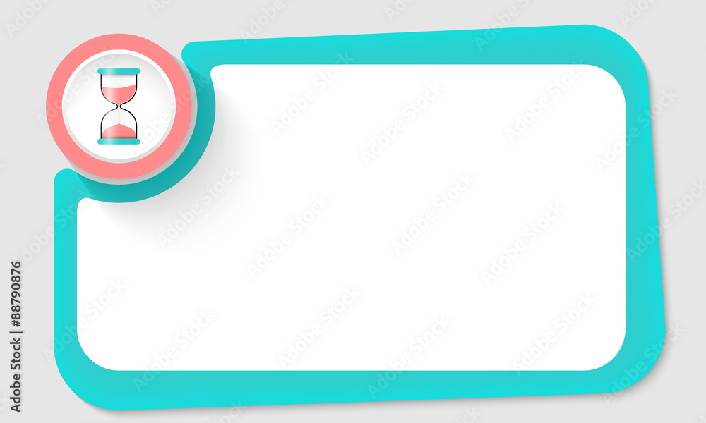 Pink circle and sand glass and green frame for your text Pink circle and sand glass and green frame for your text