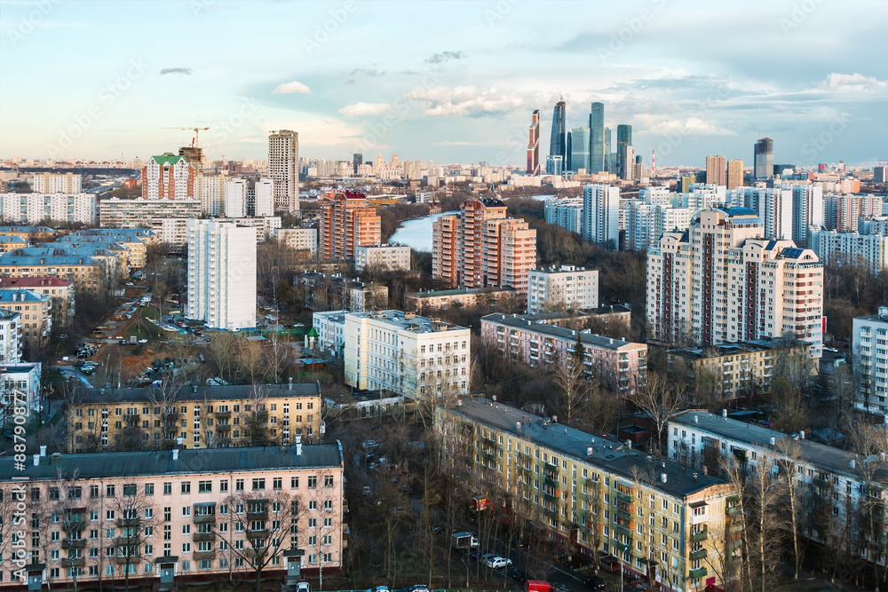 Fototapeta premium Hurricane coming into residential areas of Moscow
