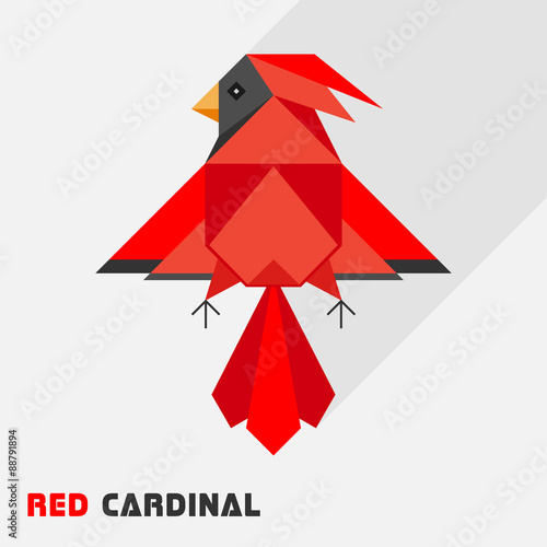 Red Cardinal Bird Triangle Low Polygon Style