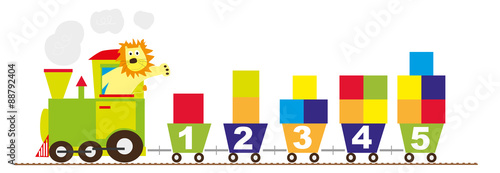 Obraz na płótnie train with numbers and color blocks - vectors for children w salonie