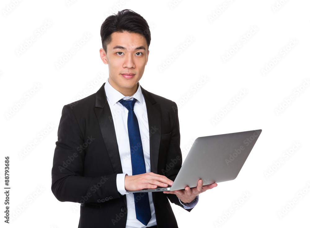 Businessman use of the notebook computer Businessman use of the notebook computer
