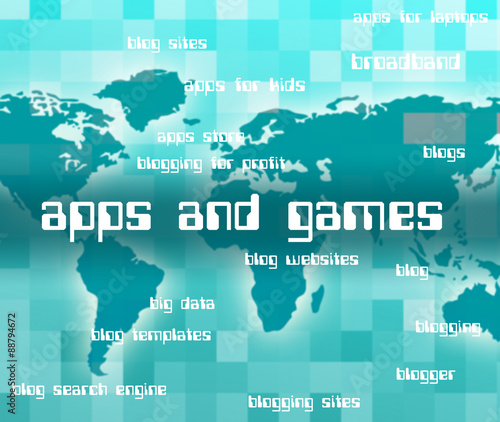Apps And Games Represents Play Time And Text