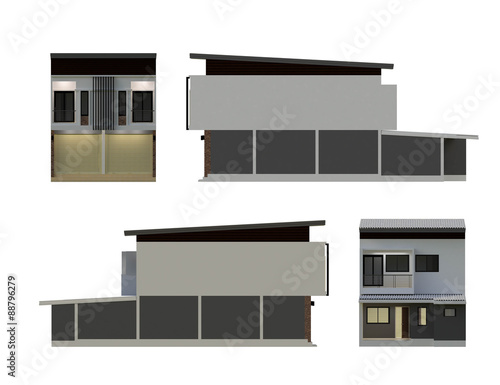 3D building isolated on white - Render illustration