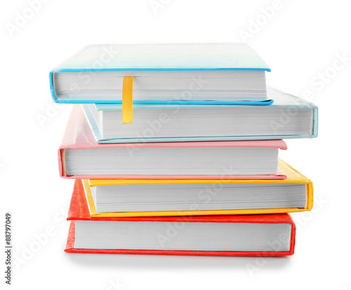 Colorful books isolated on white