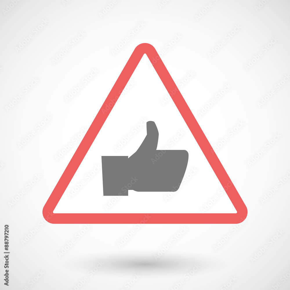 Warning signal with a thumb up hand Warning signal with a thumb up hand