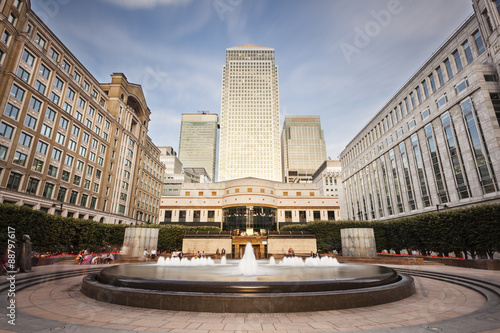 Cabot Square In London Long Exposure