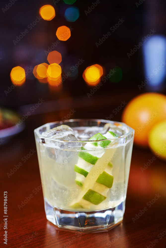 glass of delicious alcoholic cocktails or lemonade with ice and glass of delicious alcoholic cocktails or lemonade with ice and
