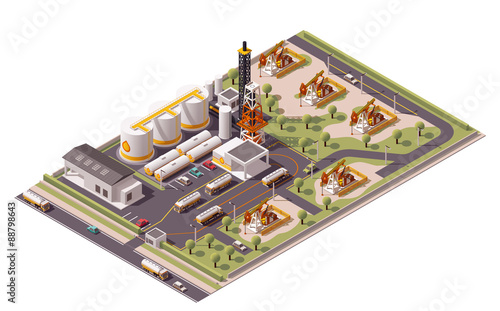 Vector isometric oil field icon