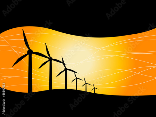 Wind turbines template orange background