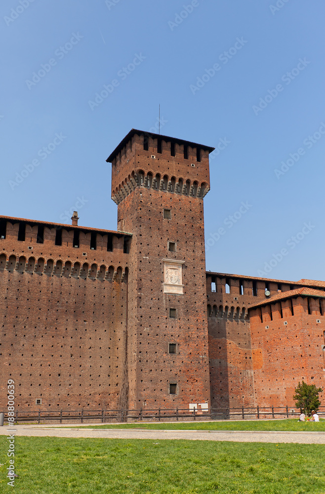 Bona of Savoy Tower of Sforza Castle (XV c.) in Milan, Italy
