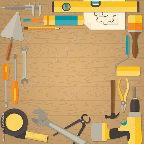 Vector flat design background with do-it-yourself tools