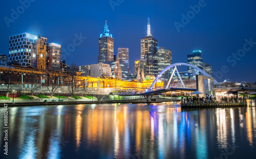Melbourne cityscape at night.