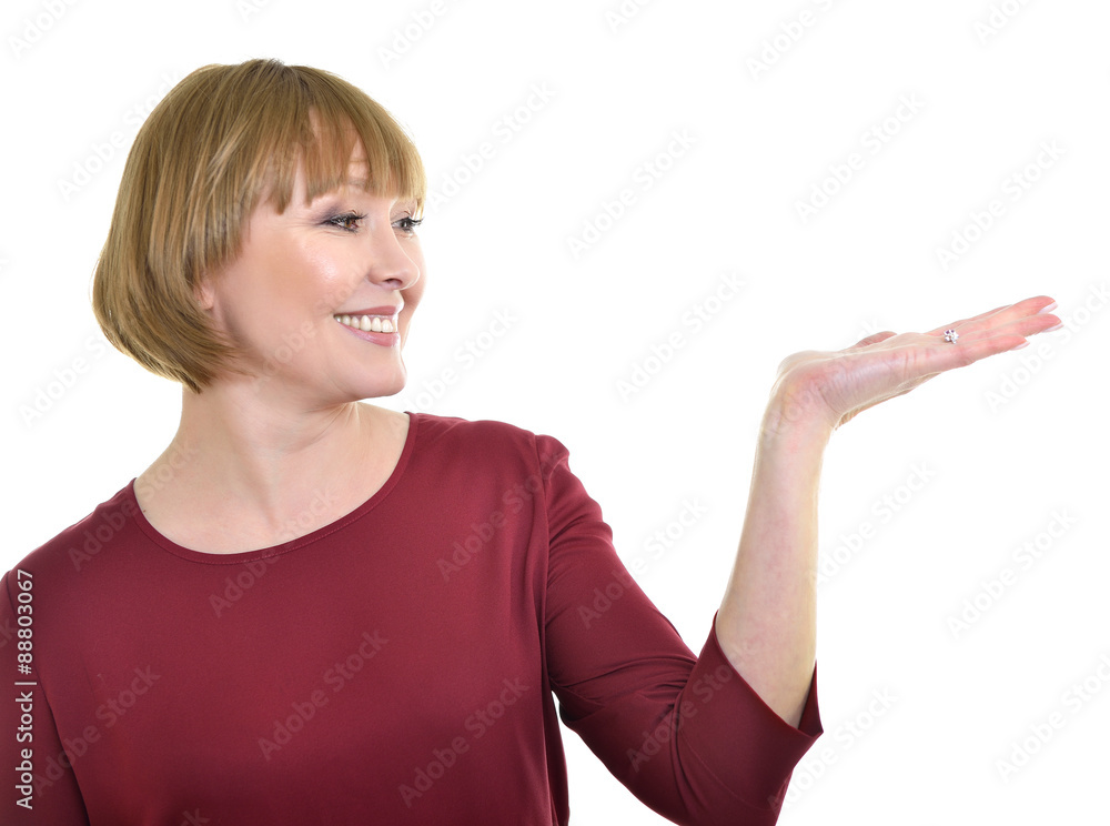 Portrait of a smiling attractive middle aged caucasian woman iso Portrait of a smiling attractive middle aged caucasian woman iso
