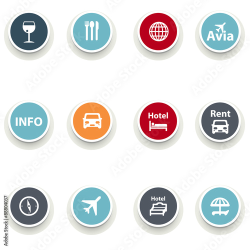 set of round icons.Travel