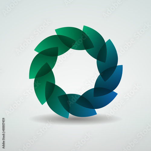 Fotografie Abstract logo template of leaf in circular loop