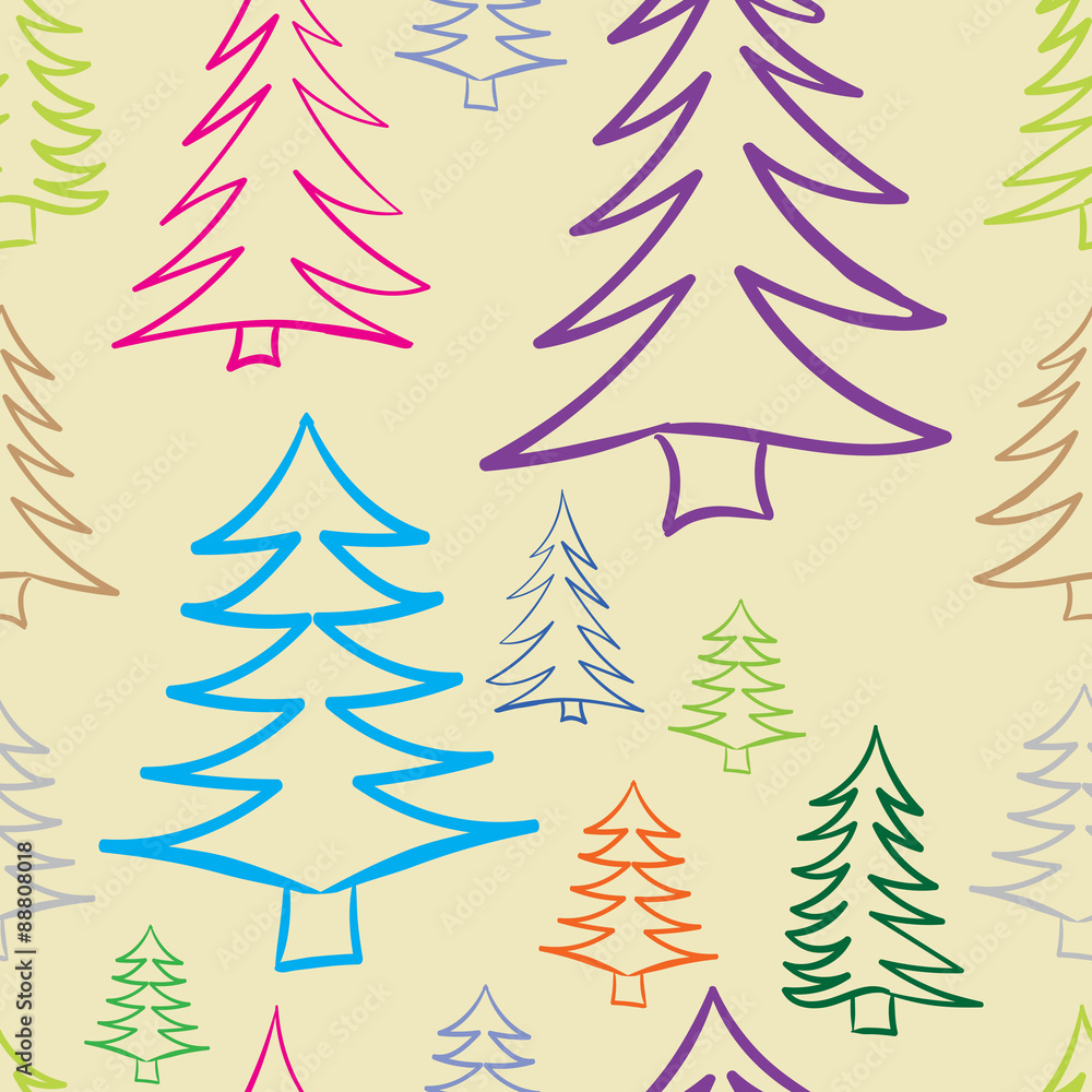 Obraz premium Seamless color contours of fir-trees
