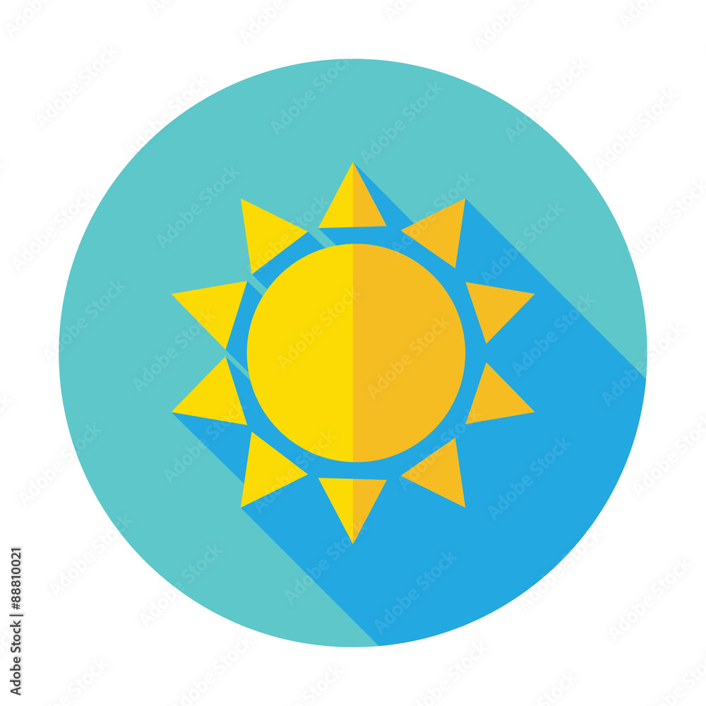 Flat Sun Sunlight Circle Icon with Long Shadow Flat Sun Sunlight Circle Icon with Long Shadow
