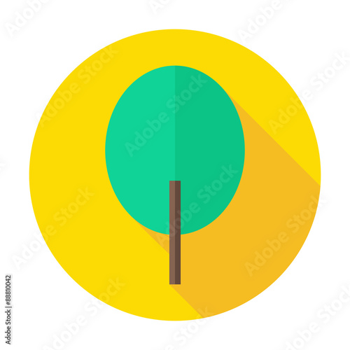 Flat Nature Tree Circle Icon with Long Shadow