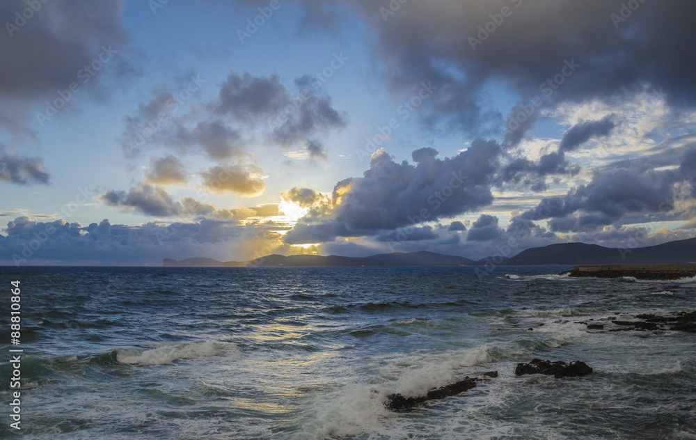 Alghero, sunset on Capo Caccia, Sardinia, Italy Alghero, sunset on Capo Caccia, Sardinia, Italy