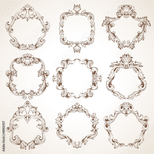 Vector set of vintage frames.