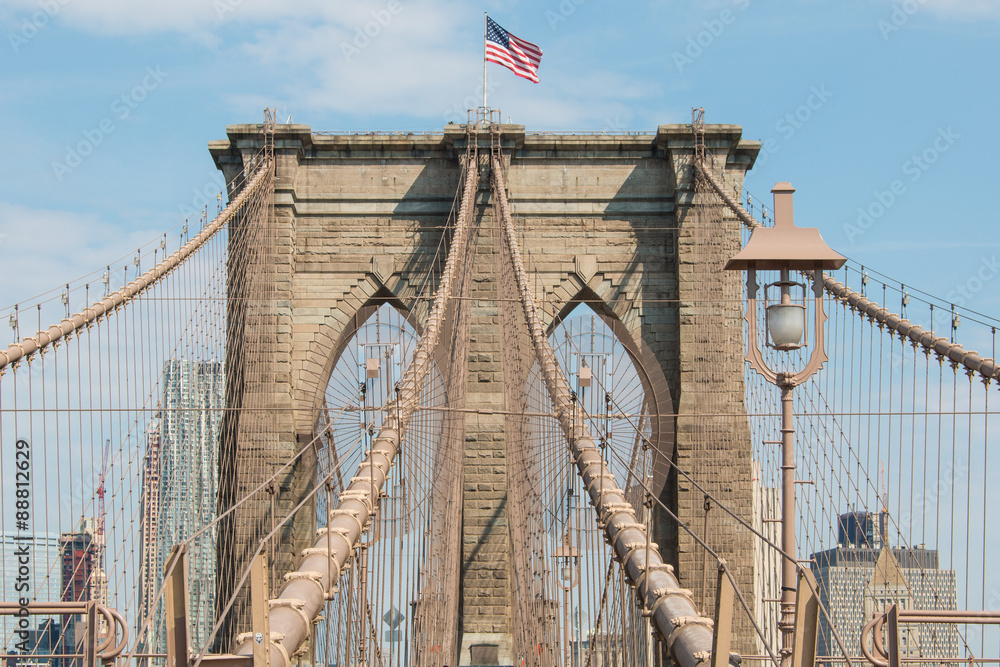 Obraz premium Panoramiczny widok Most Brookliński i Skyline