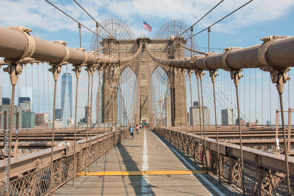Fototapeta premium Panoramiczny widok Most Brookliński i Skyline