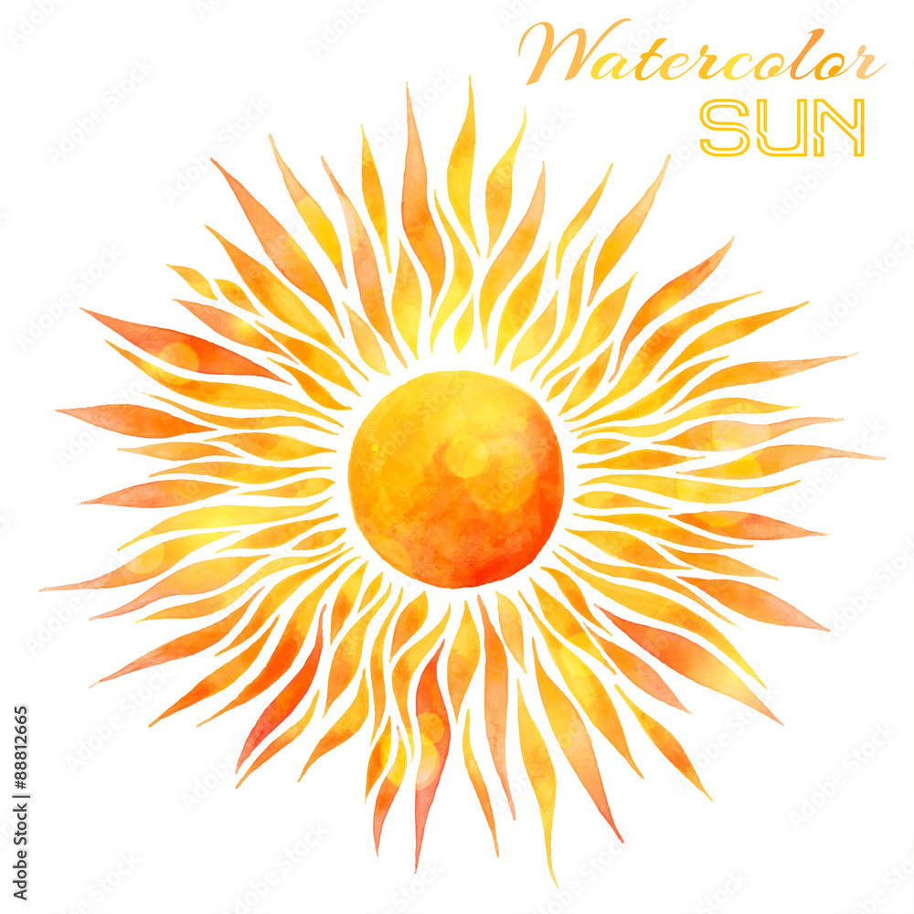 Naklejka premium Watercolor sun vector illustration.
