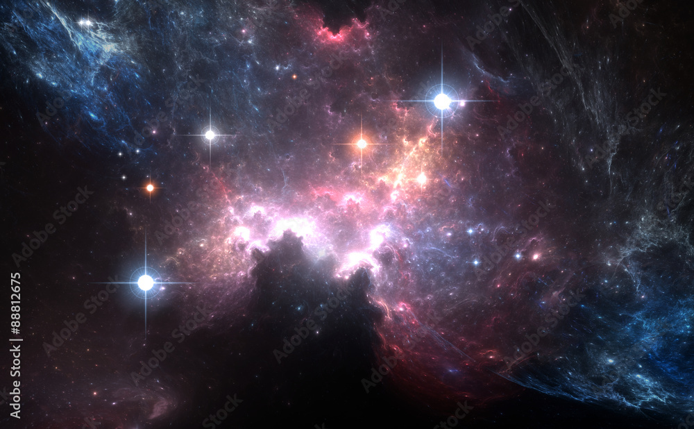 Purple space nebula with light stars