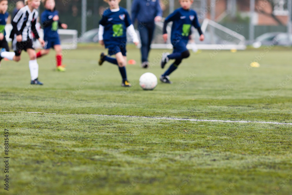 Blurred kids playing soccer