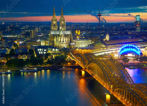 Bridge and old cathedral of Koln  Germany