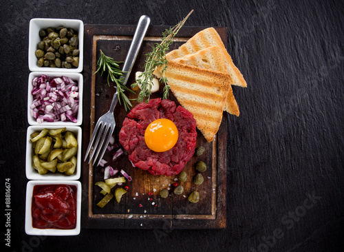 Close up of beef tartar. photo