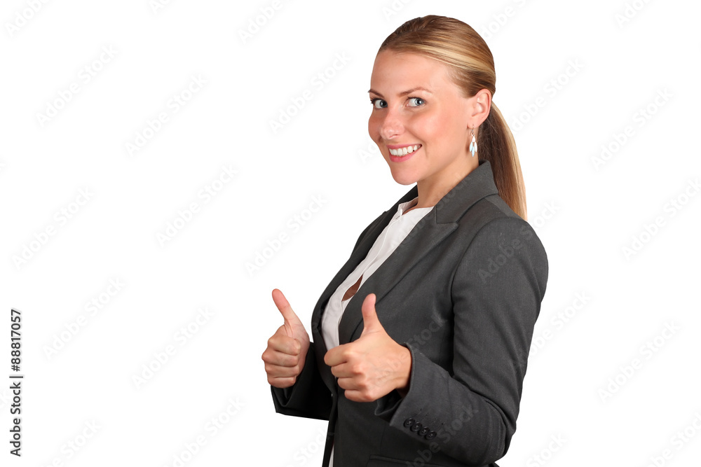 Happy smiling business woman with ok hand sign Happy smiling business woman with ok hand sign