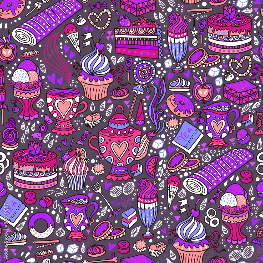 Naklejka premium Tea party pattern
