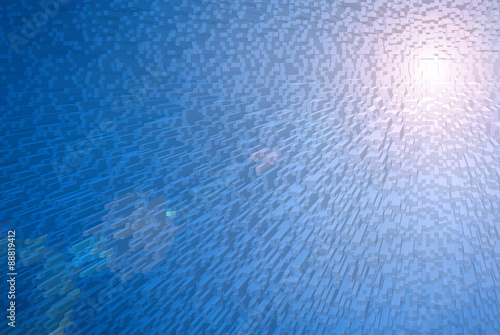 Obraz na plátně Abstract blue background with 3D extrude effect,blue light background