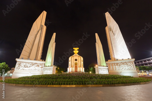 Democracy monument bangkok landmark thailand in night scape background historic building