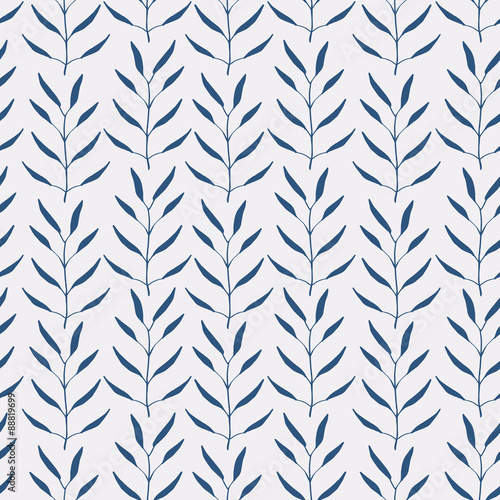 Fototapeta Naklejka Na Ścianę i Meble -  Seamless hand-drawn floral pattern with herbs