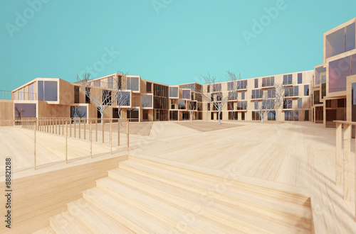 Fototapeta Naklejka Na Ścianę i Meble - Modern house 3d wood model