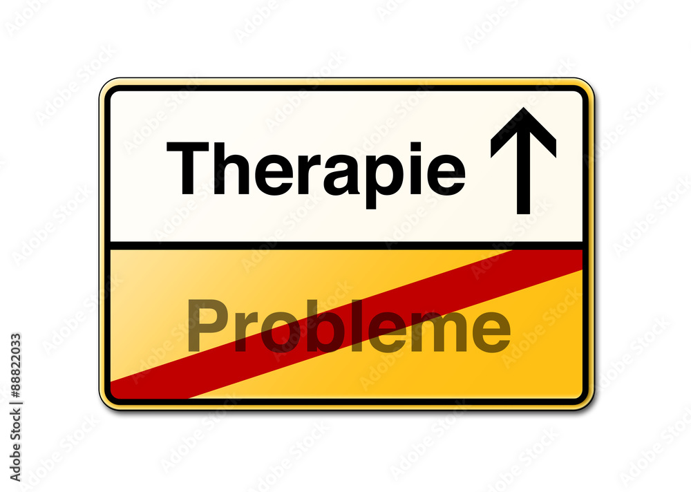 Therapie statt Probleme Schild gelb Therapie statt Probleme Schild gelb
