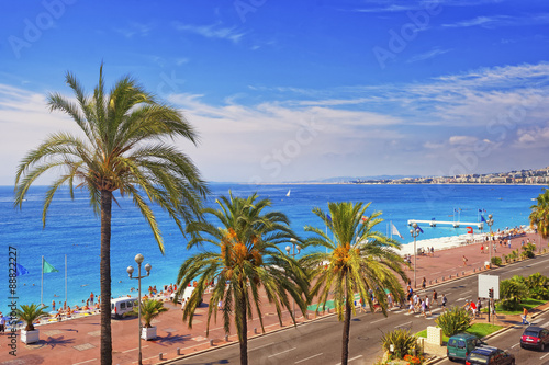 Promenade d Anglais (English promenade) in Nice, France. Horizon