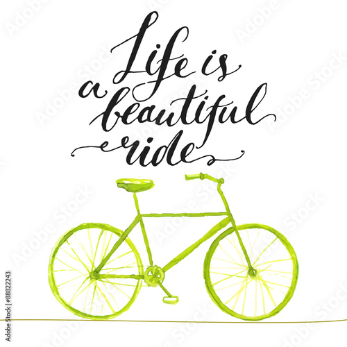 Print op canvas Inspirational quote - life is a beautiful ride. Handwritten