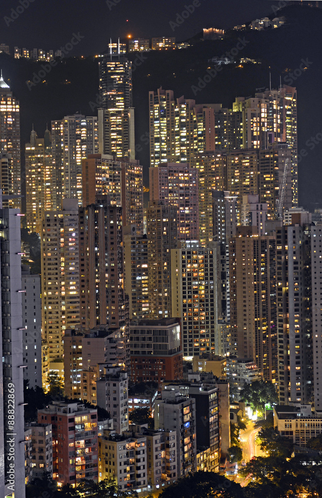 Hong Kong city skyline at night