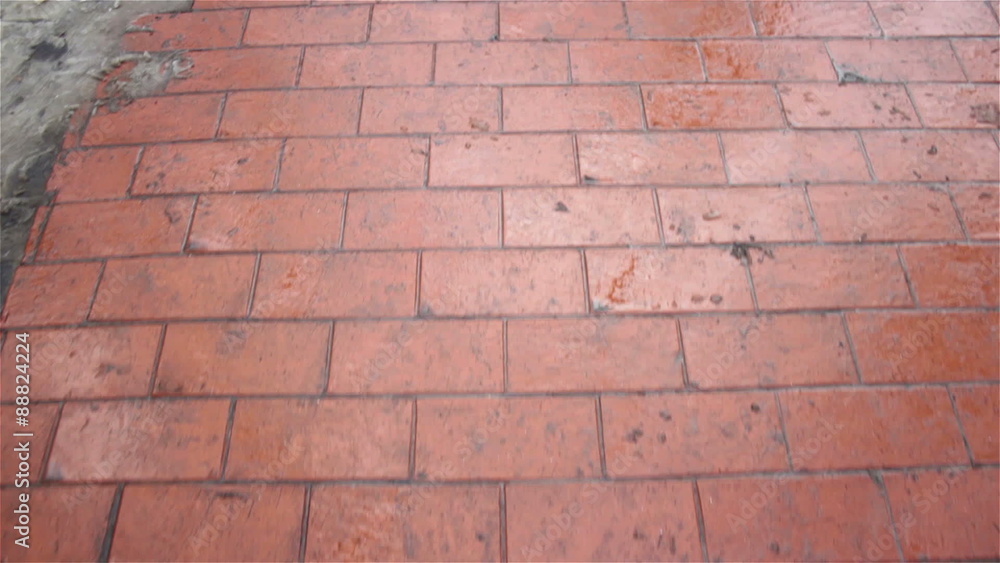 custom made wallpaper toronto digitalwalk on the pavement/walking down the red wet pavement, traffic on bridge