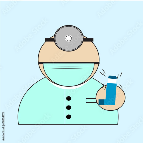 inhaler illustration over color background